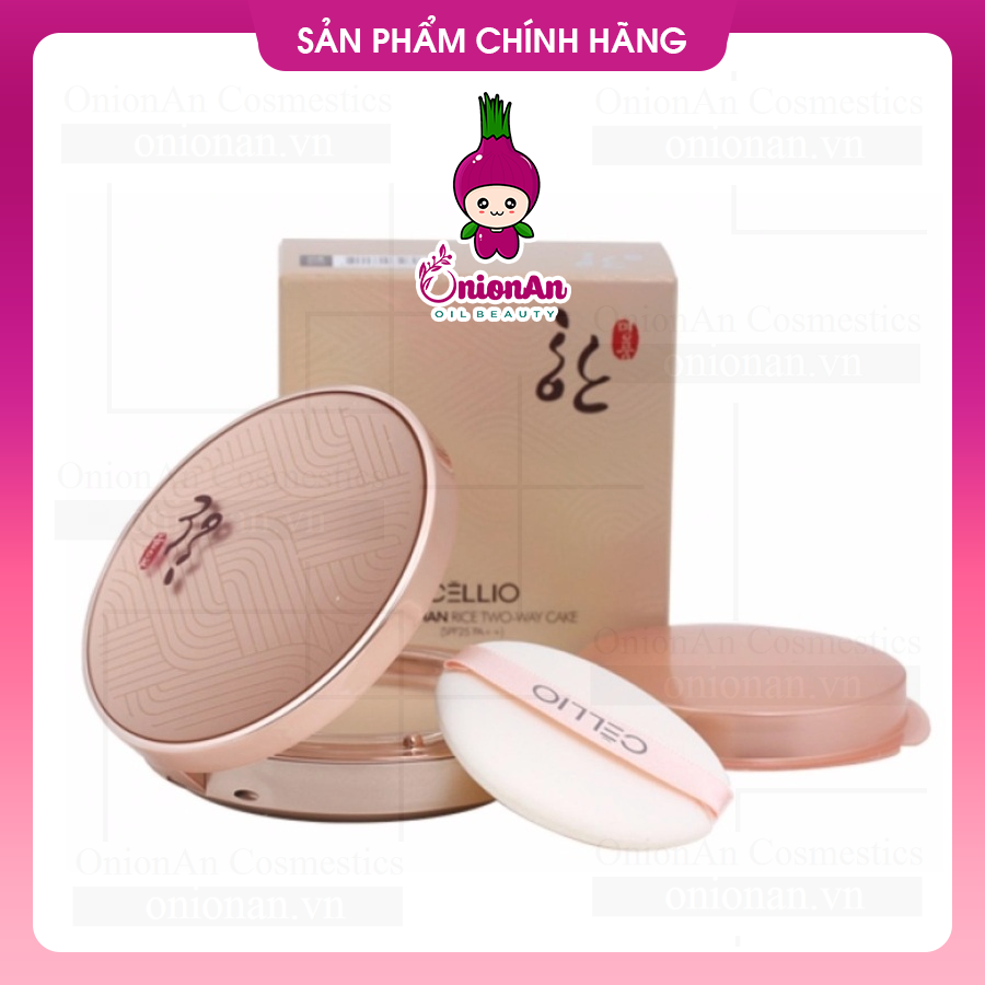 Phấn Phủ Siêu Mịn Cellio Han Rice Two-way Cake SPF25 PA++